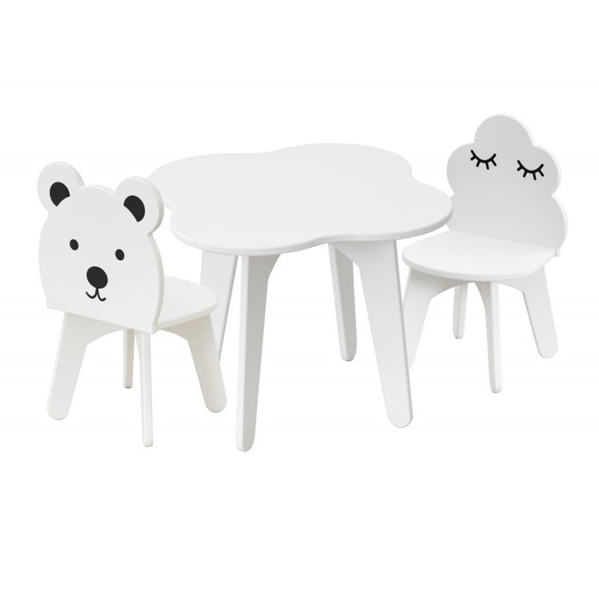 Παιδικό Τραπέζι Με 2 Καρέκλες - Babycute Αρκουδάκι Λευκό