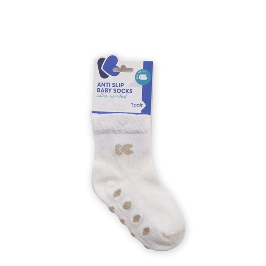 Βαμβακερά Αντιολισθητικά Καλτσάκια 0-6m - Kikka Boo Baby socks White