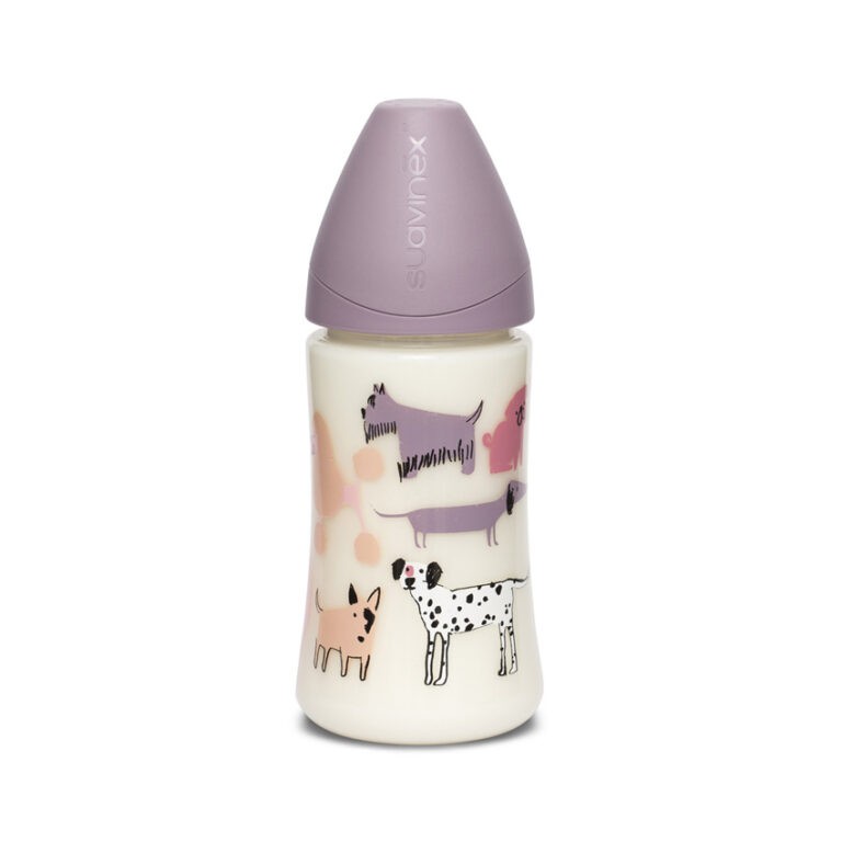 Πλαστικό Μπιμπερό 270ml Με Θηλή Σιλικόνης 0+Μ - Suavinex Dog Lilac