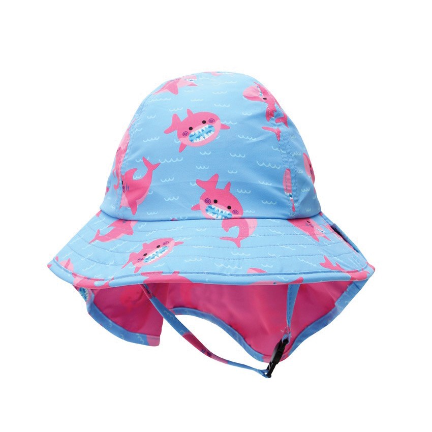 Αντηλιακό Καπέλο με Προστασία Αυχένα UPF50 Zoocchini Pink Shark