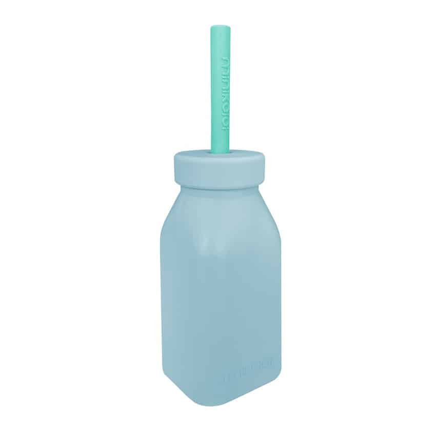 Μπουκάλι Σιλικόνης με Καλαμάκι Minikoioi Blue/Green