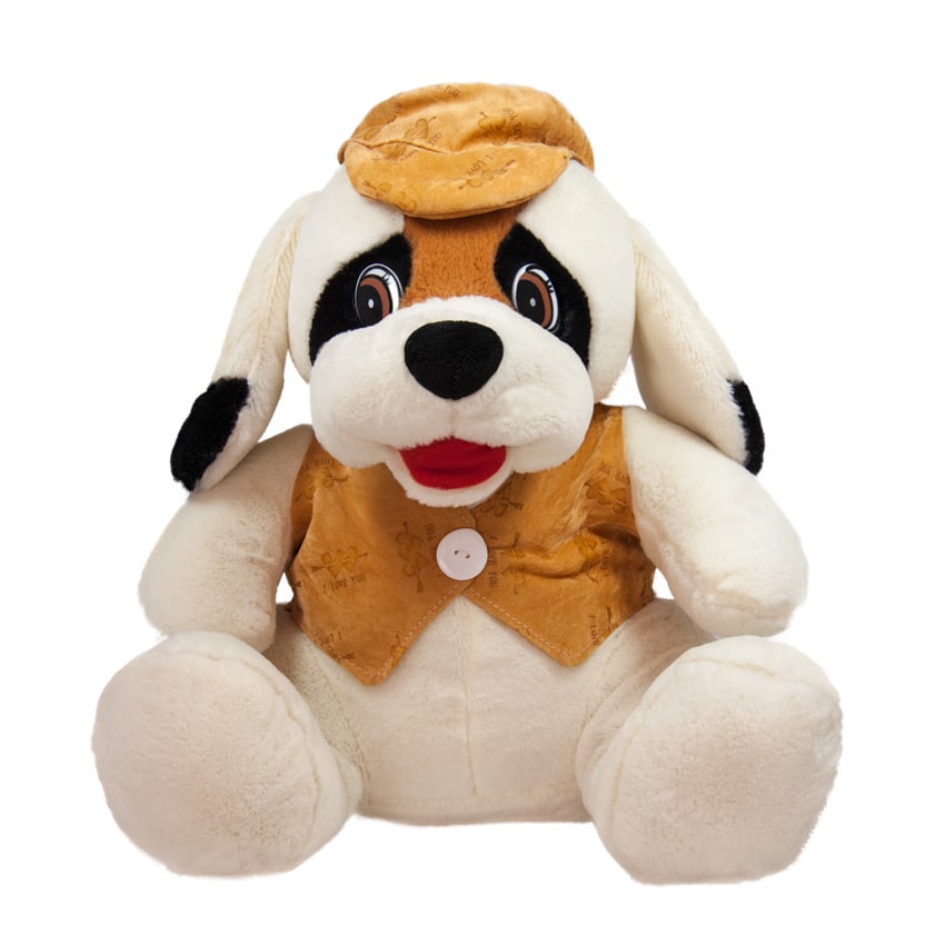 Σκυλάκι με καπέλο 30εκ Amek Toys White