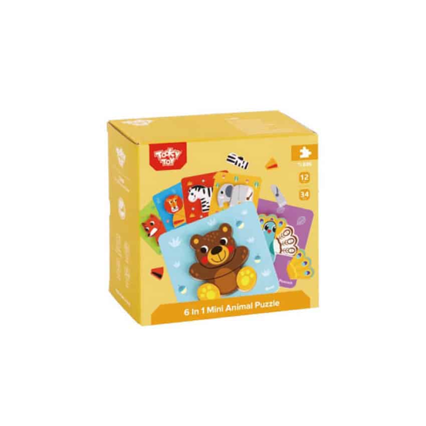 Ξύλινο Puzzle 6 σε 1 Tooky Toy mini animal TL636
