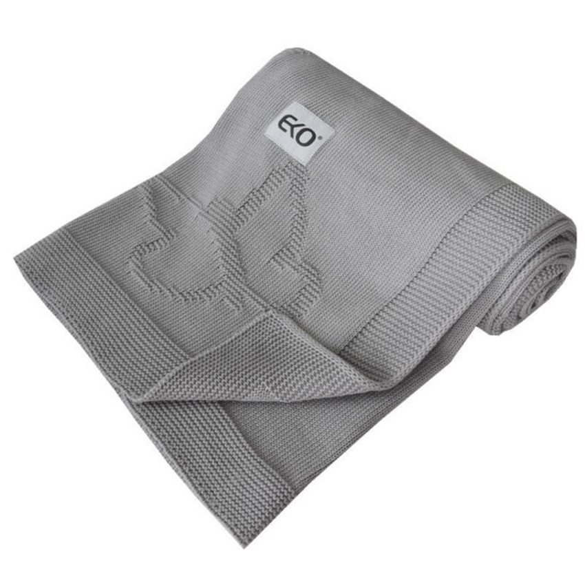 Βαμβακερή Πλεκτή Ανάγλυφη Κουβέρτα Αγκαλιάς 100×80εκ Ekokids Grey Butterfly
