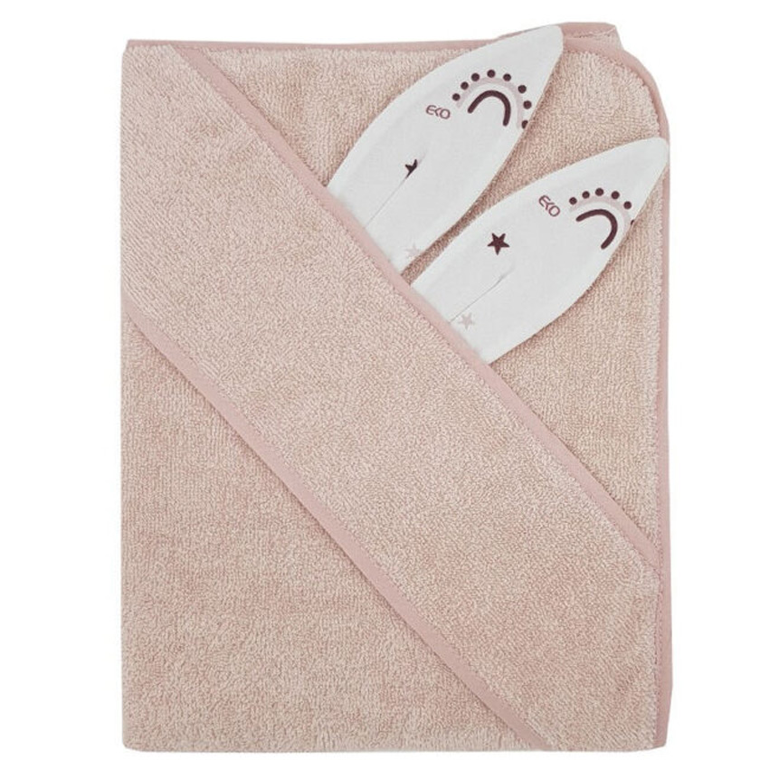 Βρεφική Πετσέτα Με Κουκούλα 100×100εκ Ekokids Pink Rose Rainbows