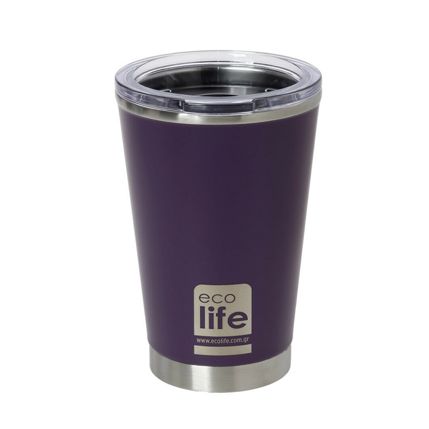 Ανοξείδωτο Ποτήρι Θερμός 370ml Ecolife Coffee Thermos Dark Purple