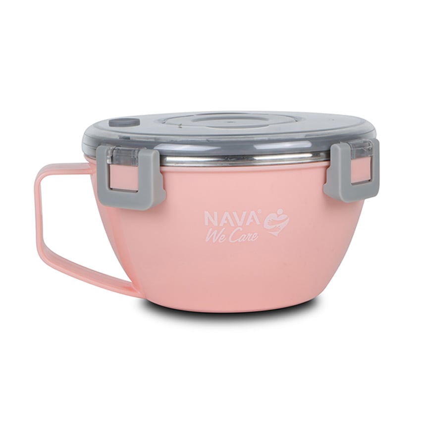 Δοχείο φαγητού-θερμός ανοξείδωτο στρογγυλό 850ml Nava We Care Ροζ