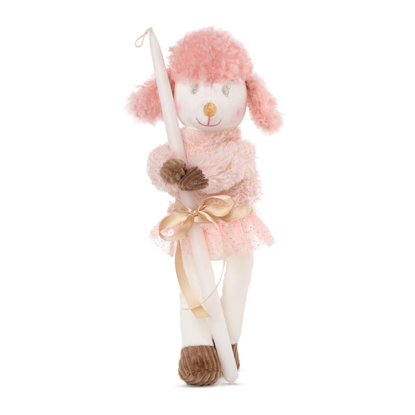 Σκυλάκι-λαμπάδα με φορεματάκι 20εκ Amek Toys Pink